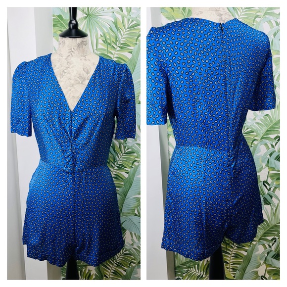 NWT Maje - Ilona Leopard Print Satin Playsuit Romper 36/4 - Picture 6 of 15